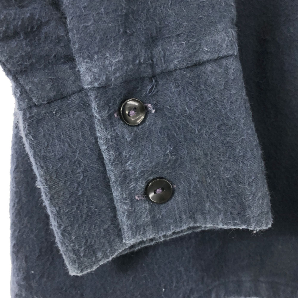 ラッパーズ 70s USA製 長袖 起毛 シャツ ネイビー サイドスリット 胸ポケット オールド ヴィンテージ メンズ