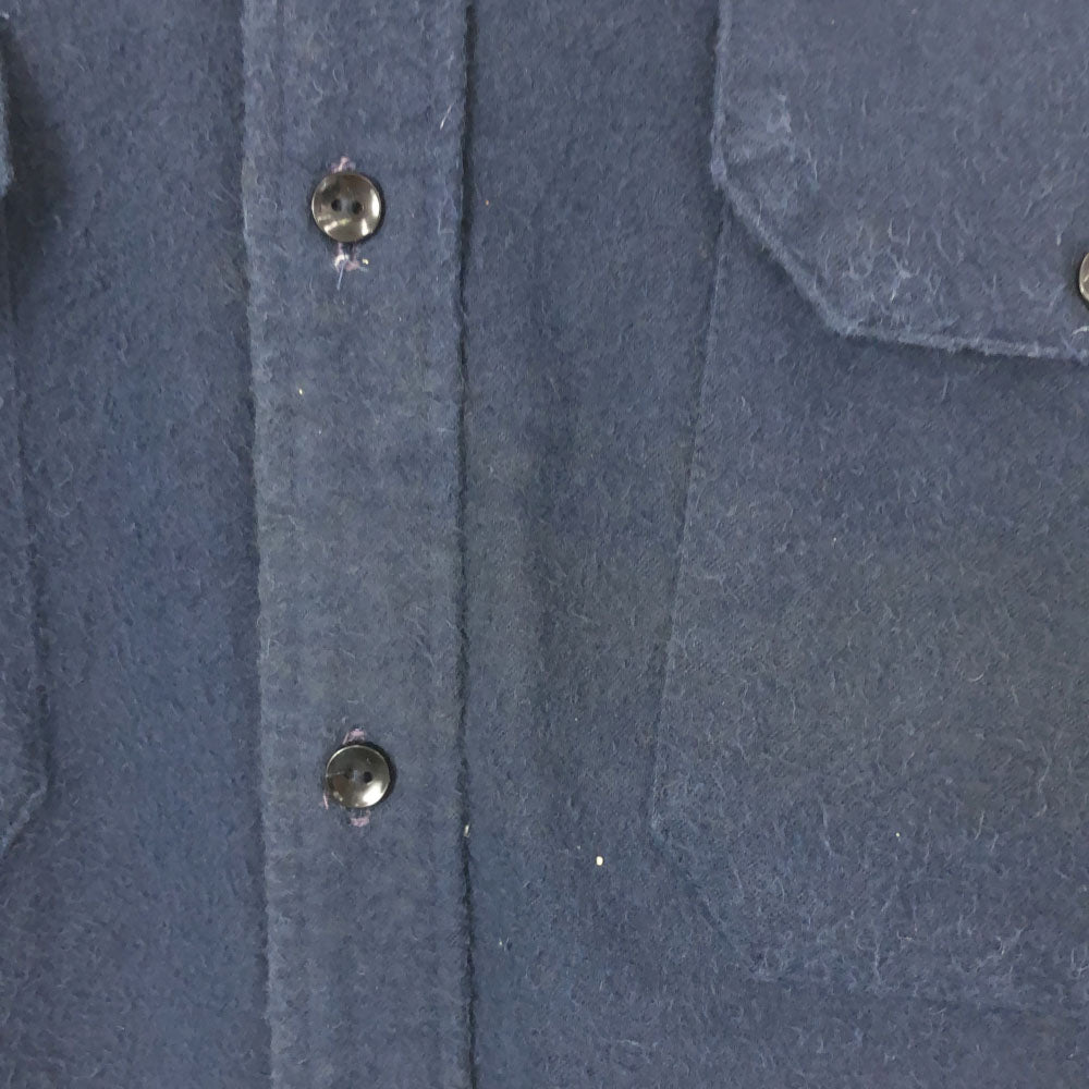 ラッパーズ 70s USA製 長袖 起毛 シャツ ネイビー サイドスリット 胸ポケット オールド ヴィンテージ メンズ