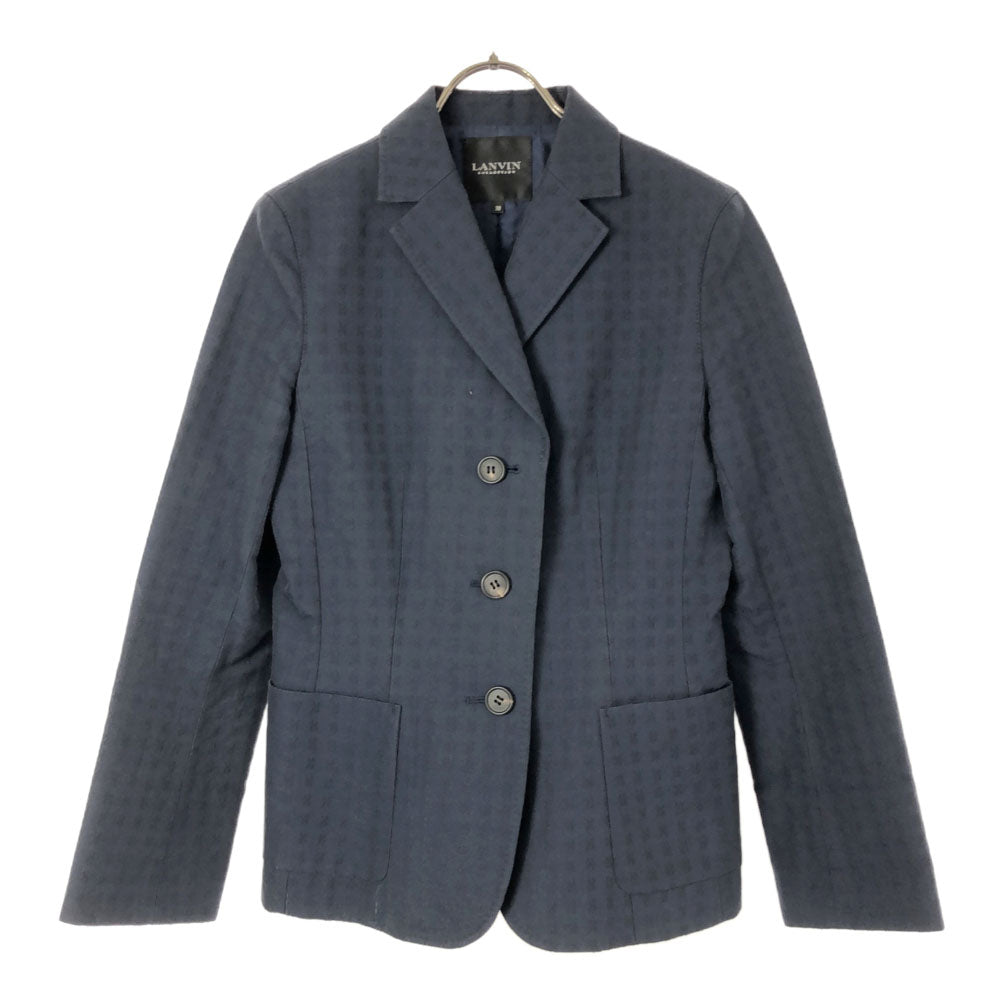 LANVIN LA COLLECTION ランバンコレクション 日本製 格子柄 長袖 テーラードジャケット 38 ネイビー レディース
