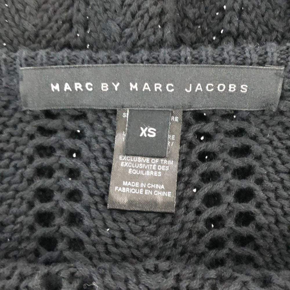 マークバイマークジェイコブス 長袖 Vネック ニット ワンピース XS ブラック MARC BY MARC JACOBS 透かし編み レディース