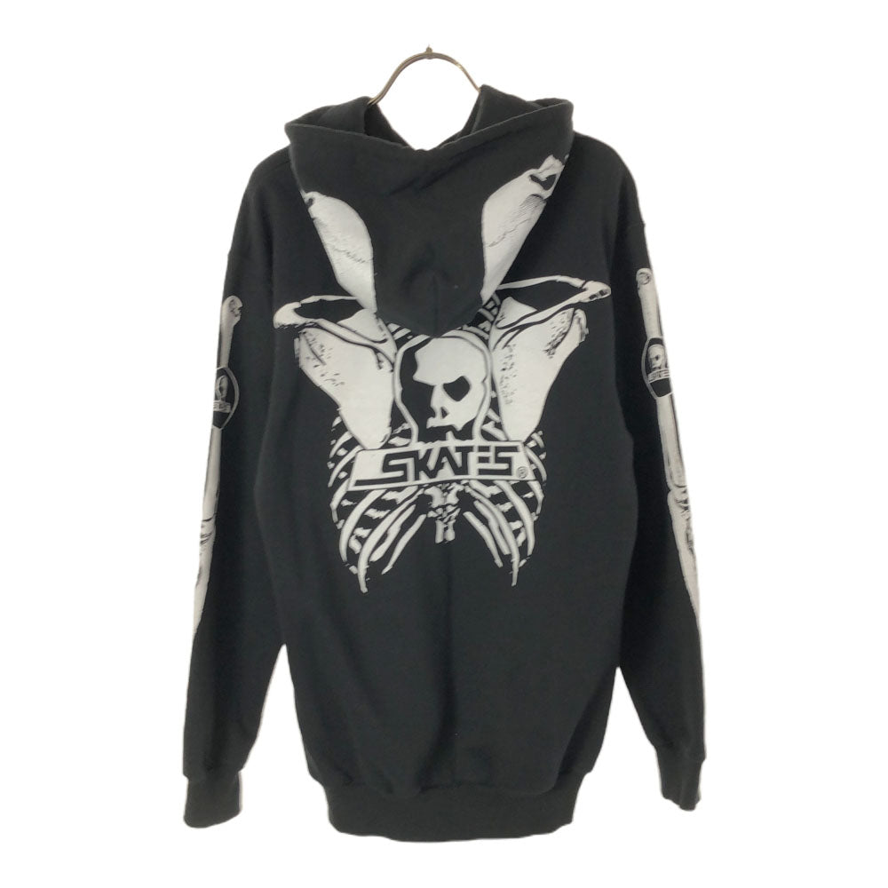 スカルスケーツ カナダ製 ロゴプリント 長袖 スウェットパーカー S ブラック プルオーバー スケートボード 裏起毛 カンガルーポケット メンズ