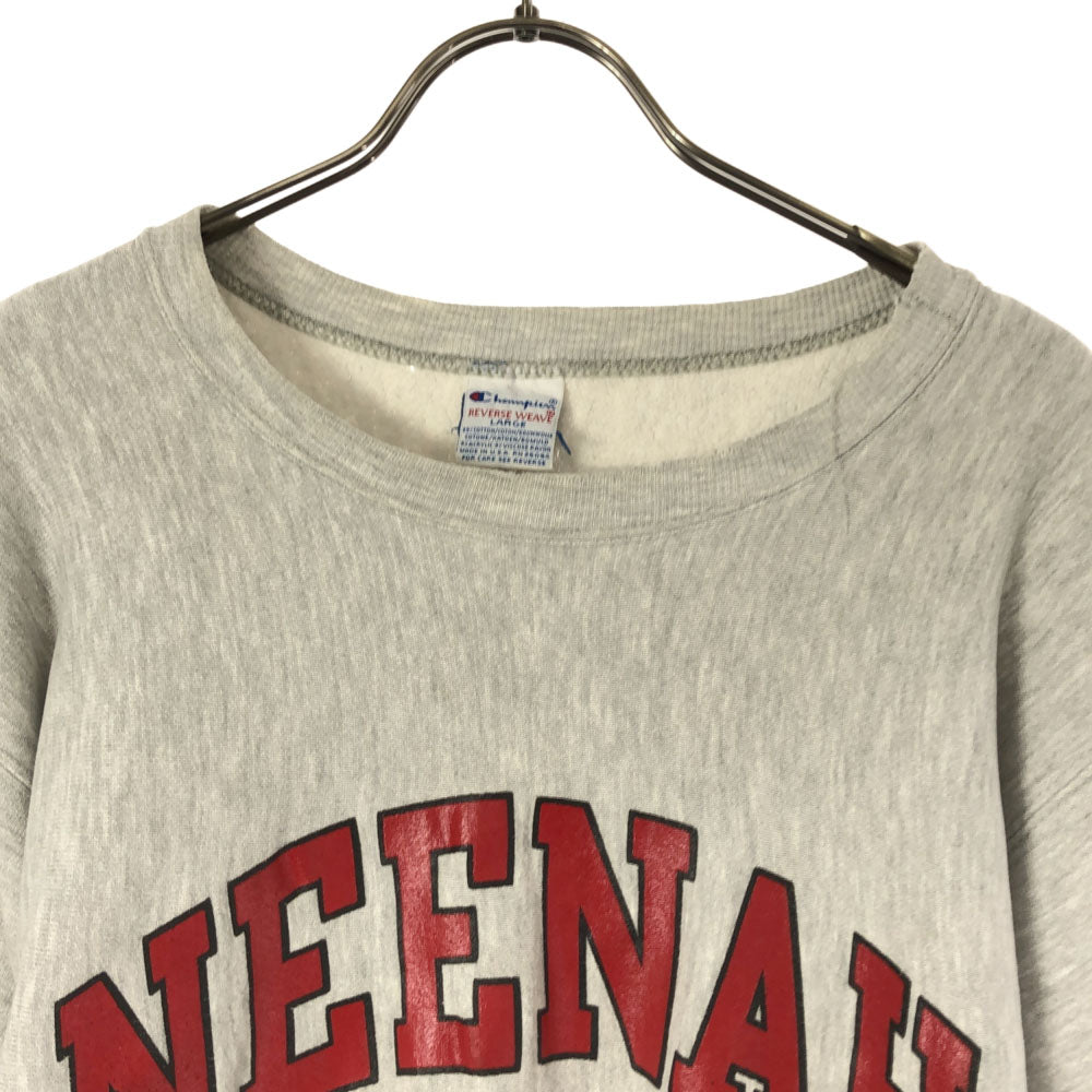 Champion チャンピオン 90s USA製 刺繍タグ オールド 3段 リバースウィーブ プリント 長袖 トレーナー L グレー 裏起毛 メンズ