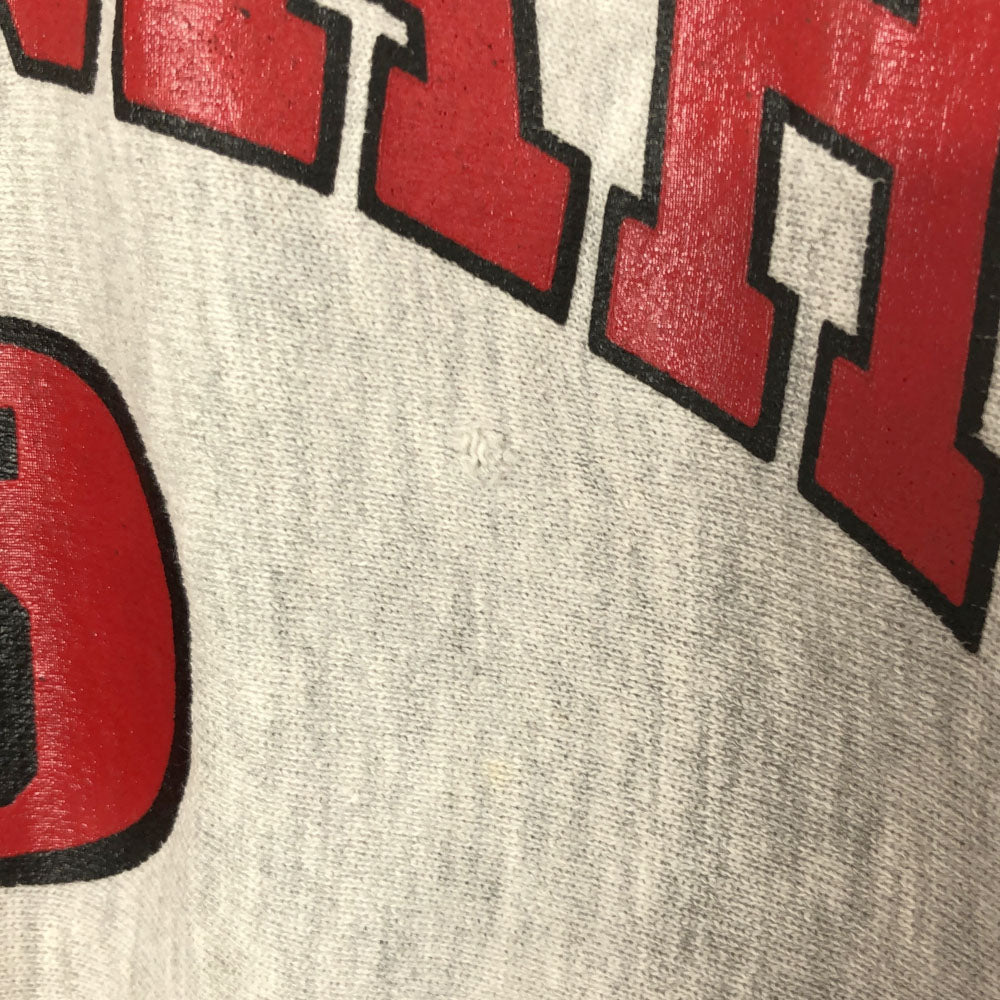 Champion チャンピオン 90s USA製 刺繍タグ オールド 3段 リバースウィーブ プリント 長袖 トレーナー L グレー 裏起毛 メンズ