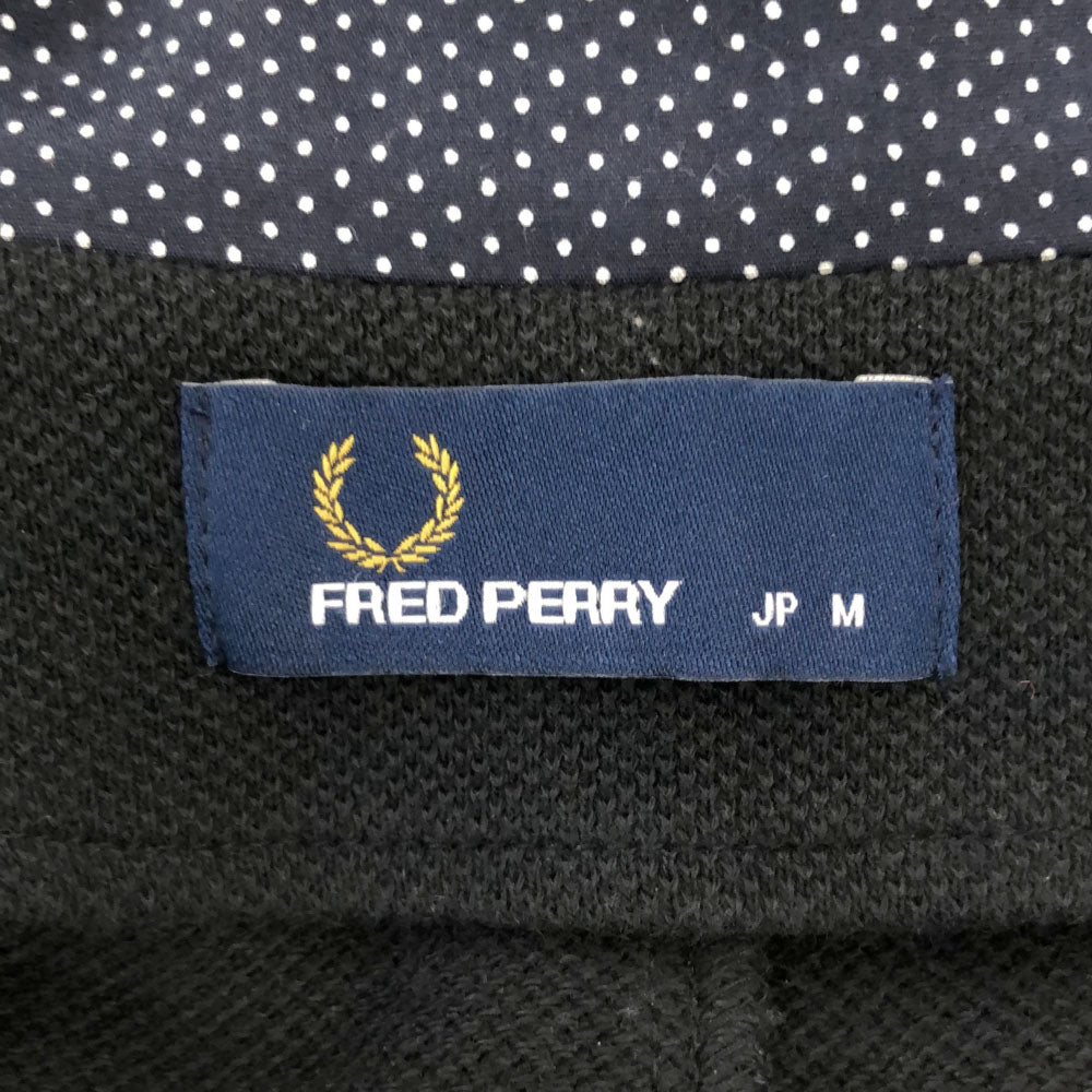 フレッドペリー 日本製 スタンドカラー コットンジャケット M ブラック FRED PERRY 鹿の子地 メンズ