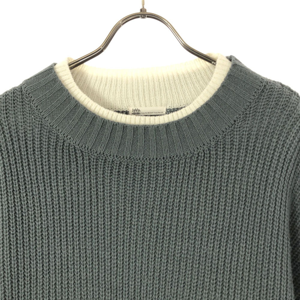 ジャバ 長袖 レイヤードデザイン セーター M グレー×ホワイト JaVa ニット レディース