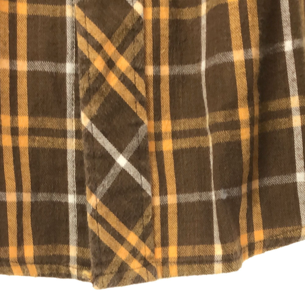 Lee リー 70s チェック 7分袖 ウエスタンシャツ S ブラウン×イエロー オールド ヴィンテージ メンズ