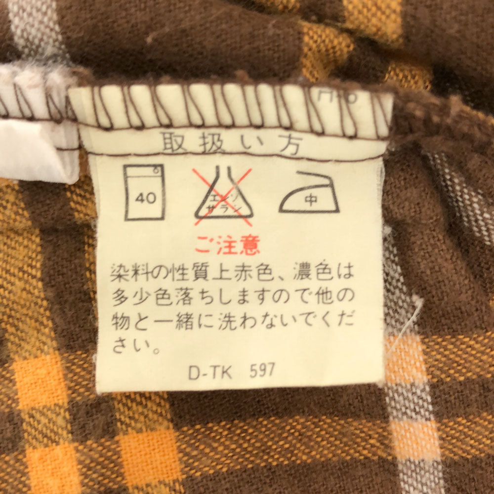 Lee リー 70s チェック 7分袖 ウエスタンシャツ S ブラウン×イエロー オールド ヴィンテージ メンズ