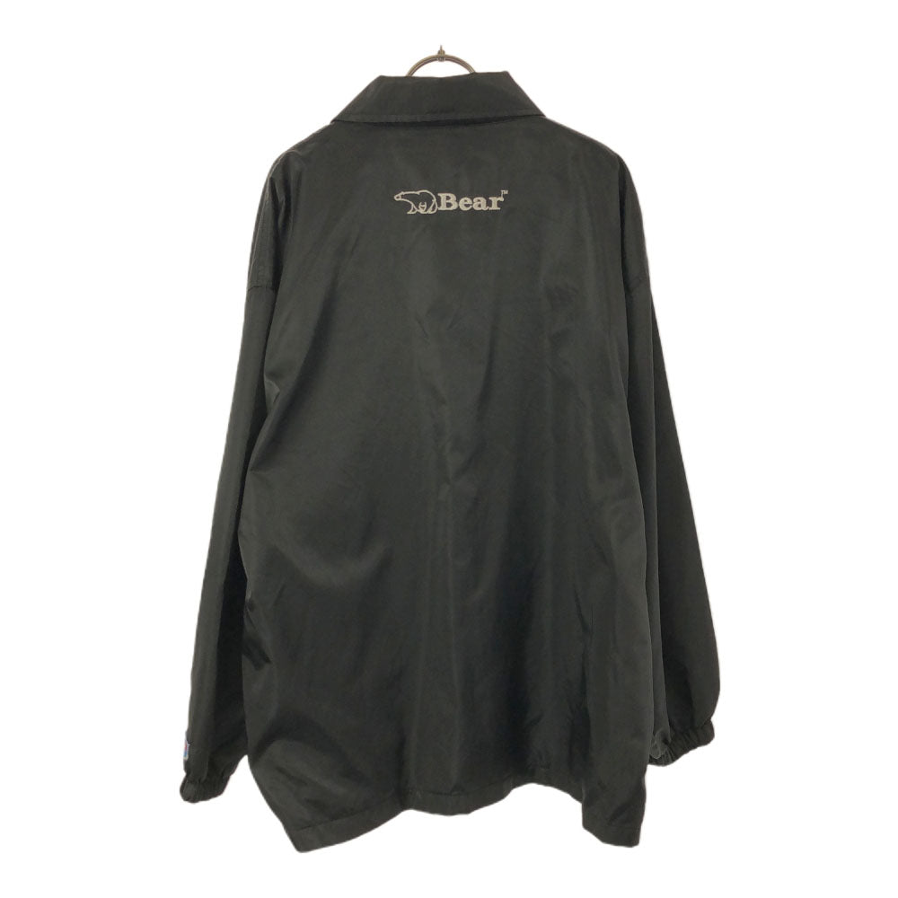 Bear ベアー 90s ロゴ刺繍 ジップジャケット M ブラック 裏メッシュ コーチジャケット オールド メンズ