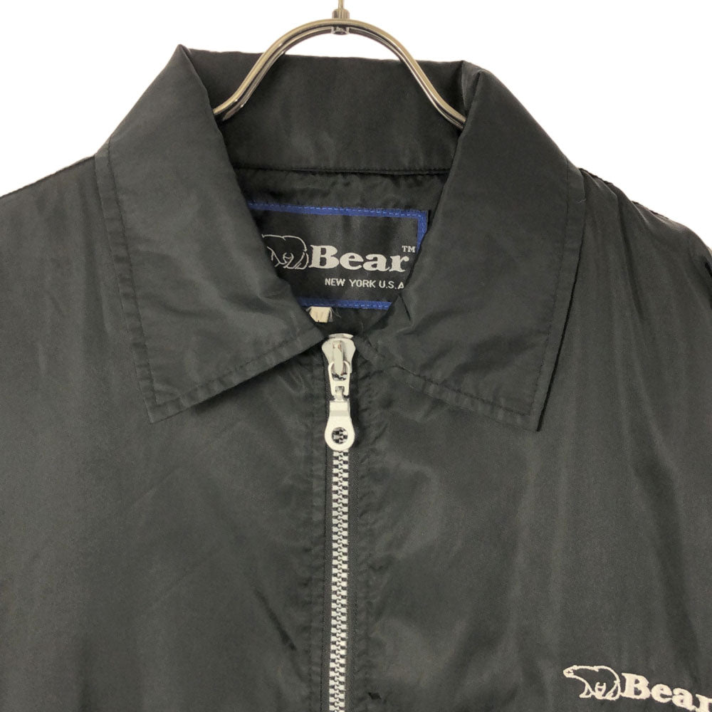 Bear ベアー 90s ロゴ刺繍 ジップジャケット M ブラック 裏メッシュ コーチジャケット オールド メンズ