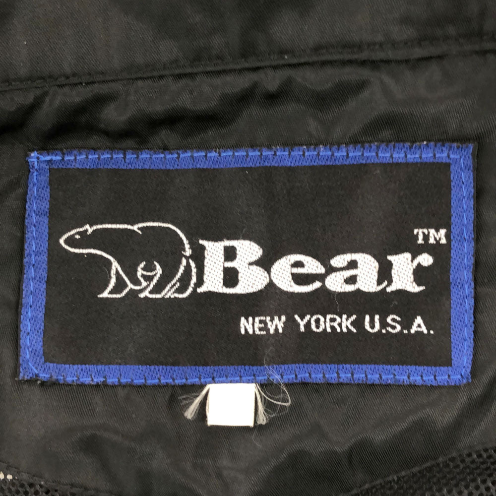 Bear ベアー 90s ロゴ刺繍 ジップジャケット M ブラック 裏メッシュ コーチジャケット オールド メンズ