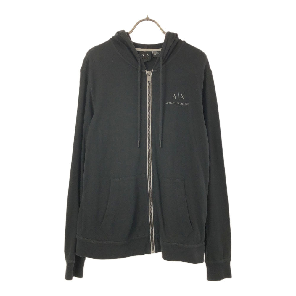ARMANI EXCHANGE アルマーニエクスチェンジ ロゴプリント 長袖 スウェット ジップパーカー S ブラック メンズ