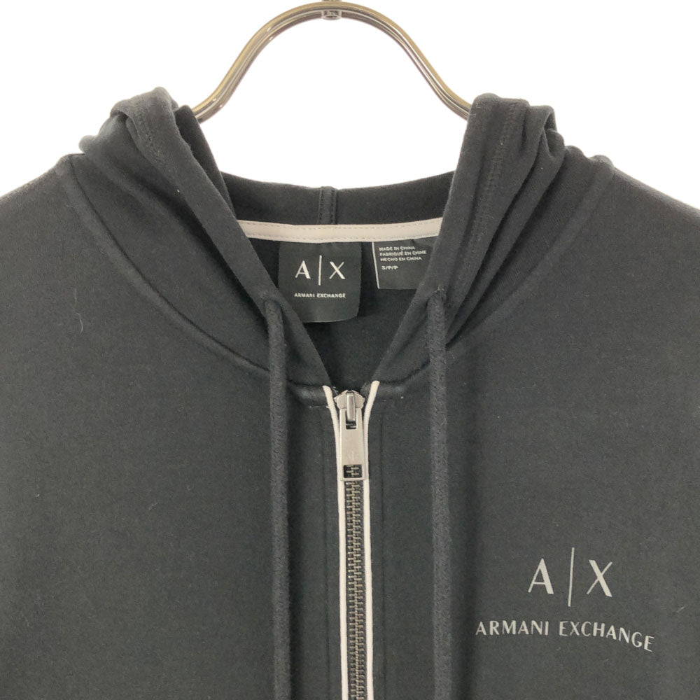 ARMANI EXCHANGE アルマーニエクスチェンジ ロゴプリント 長袖 スウェット ジップパーカー S ブラック メンズ