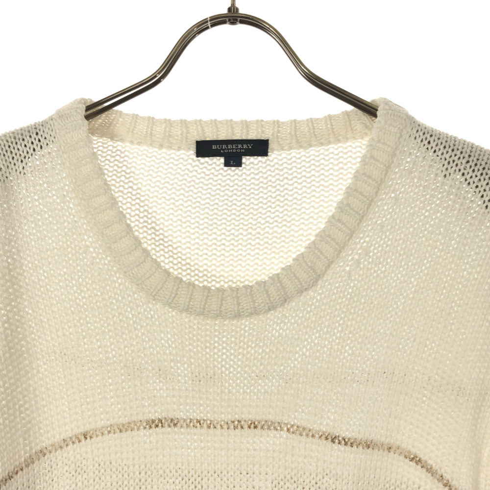 BURBERRY LONDON バーバリーロンドン 三陽商会 長袖 コットン ニット L ホワイト セーター メンズ