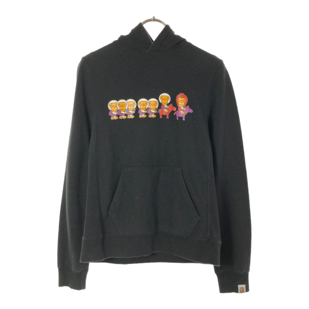 アベイシングエイプ クラッシック 日本製 プリント 長袖 スウェットパーカー XS ブラック A BATHING APE プルオーバー トレーナー レディース