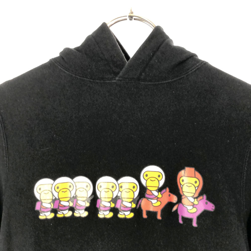 アベイシングエイプ クラッシック 日本製 プリント 長袖 スウェットパーカー XS ブラック A BATHING APE プルオーバー トレーナー レディース