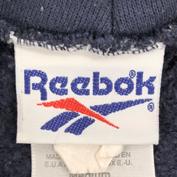 リーボック 90s USA製 ロゴ刺繍 長袖 スウェットパーカー M ネイビー Reebok プルオーバー トレーナー オールド メンズ