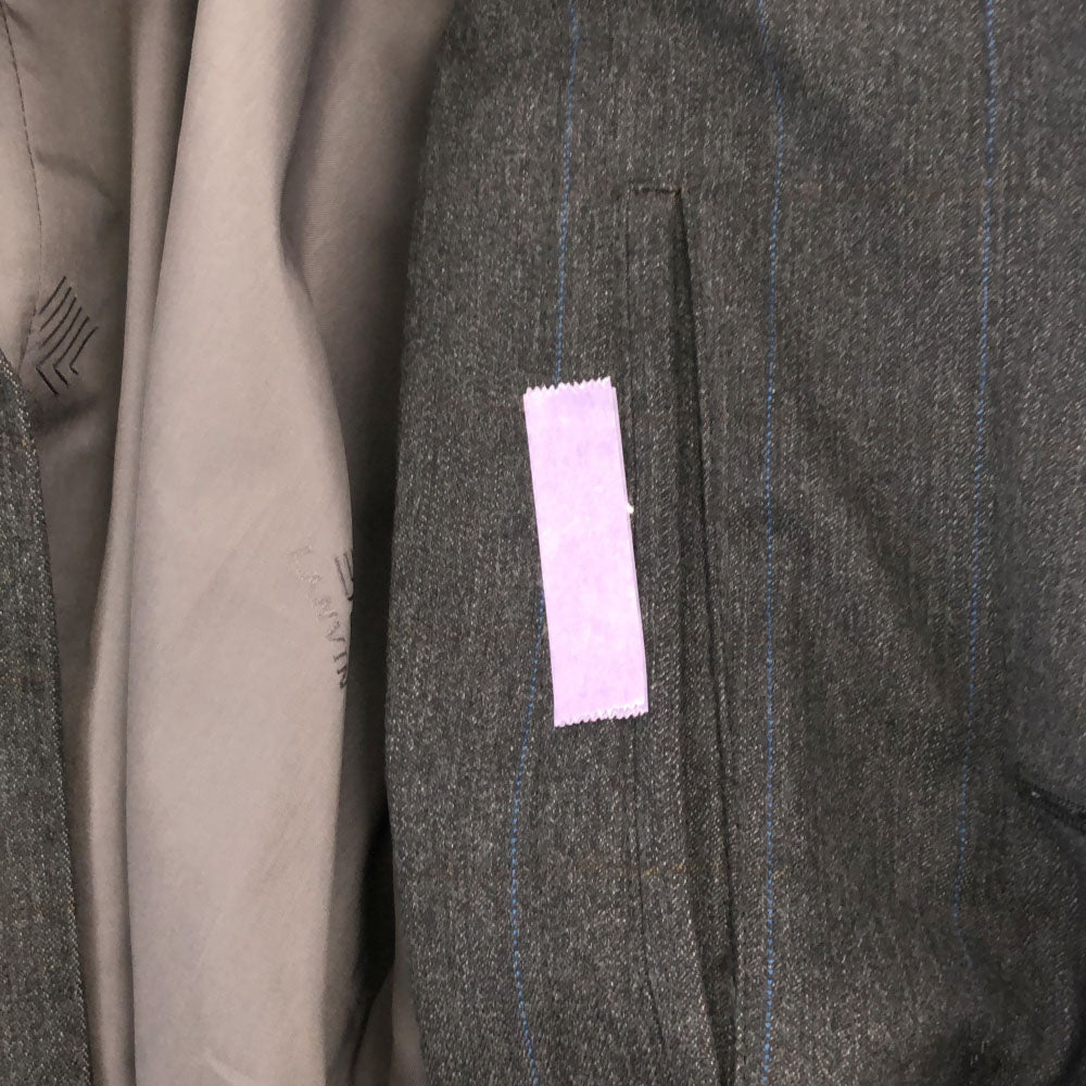 LANVIN ランバン ストライプ ステンカラーコート ブラック系 メンズ