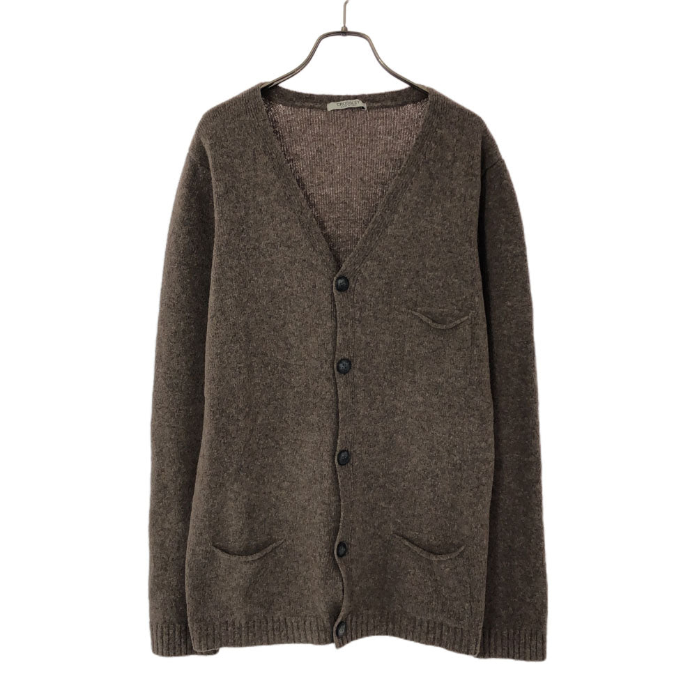 CROSSLEY クロスリー イタリア製 ウールブレンド 長袖 ニットカーディガン M ブラウン メンズ