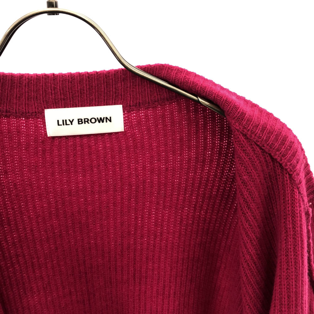 リリーブラウン ウールブレンド 長袖 Vネック ニットカーディガン F ピンク Lily Brown LWND214116 レディース