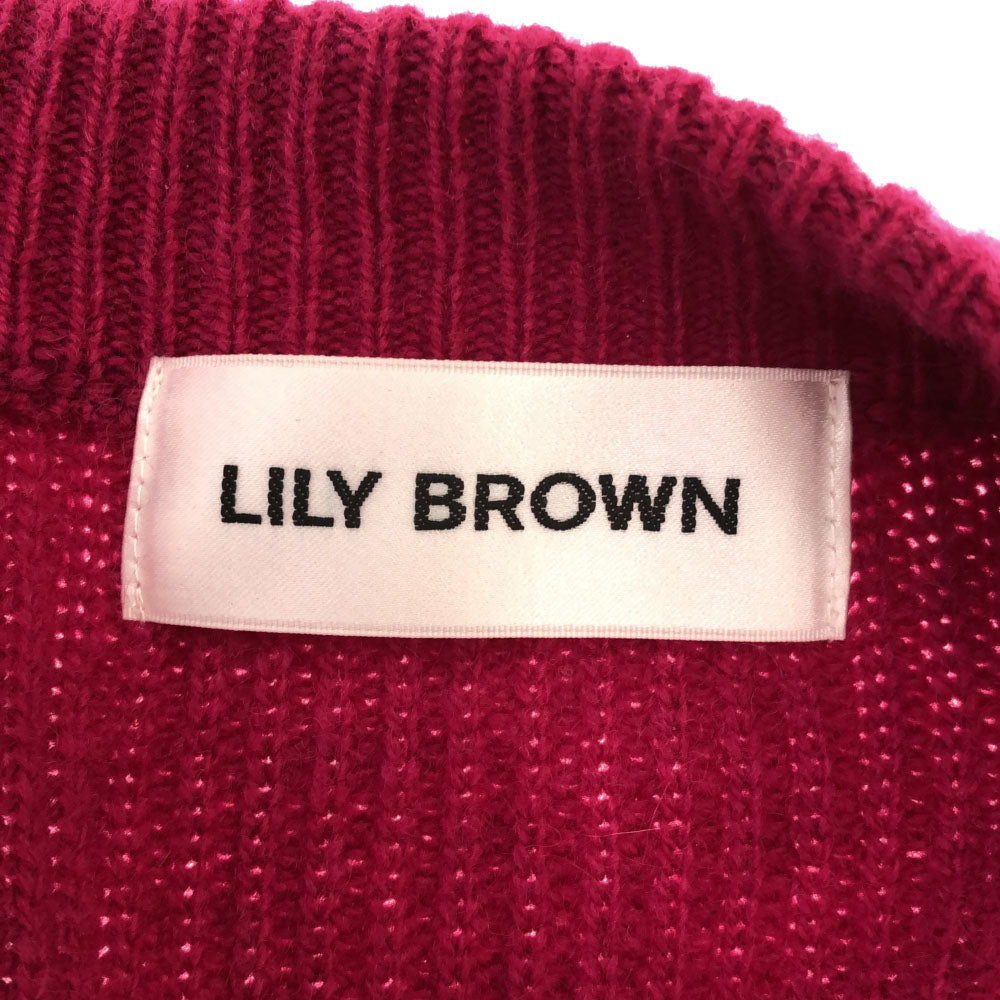 リリーブラウン ウールブレンド 長袖 Vネック ニットカーディガン F ピンク Lily Brown LWND214116 レディース
