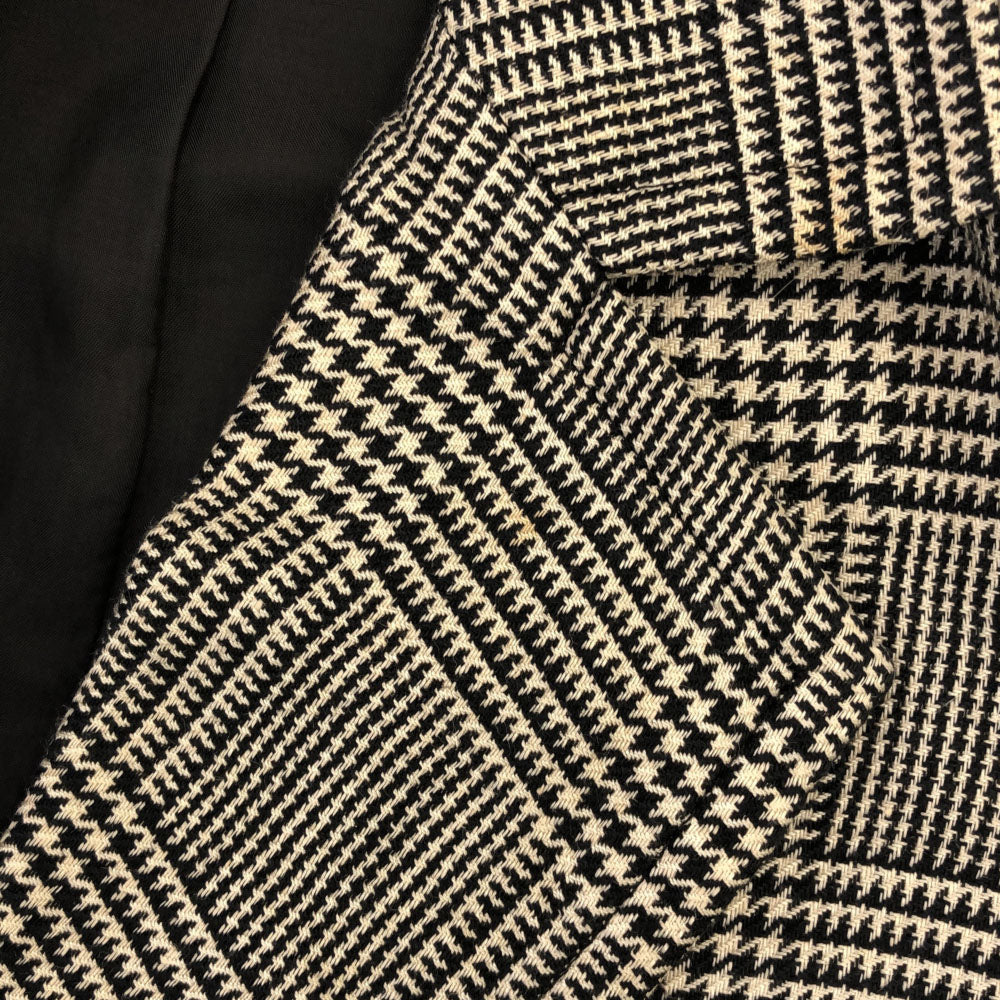 YVES SAINT LAURENT イヴサンローラン 90s シルクブレンド 千鳥格子 テーラードジャケット M ブラック×ベージュ オールド レディース