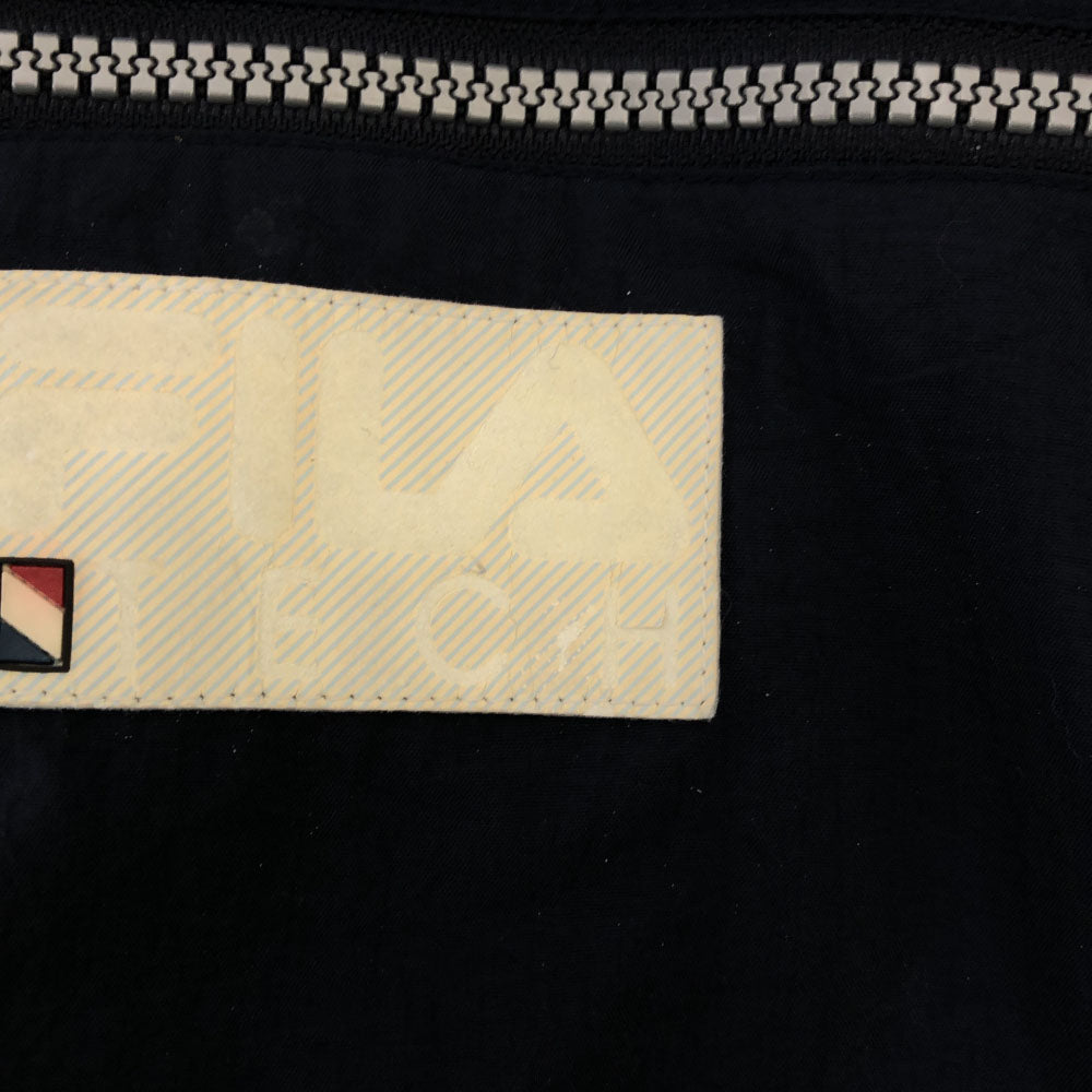 FILA フィラ 90s ロゴ 長袖 ハーフジップ ナイロンジャケット S ネイビー×レッド プルオーバー パーカー オールド メンズ