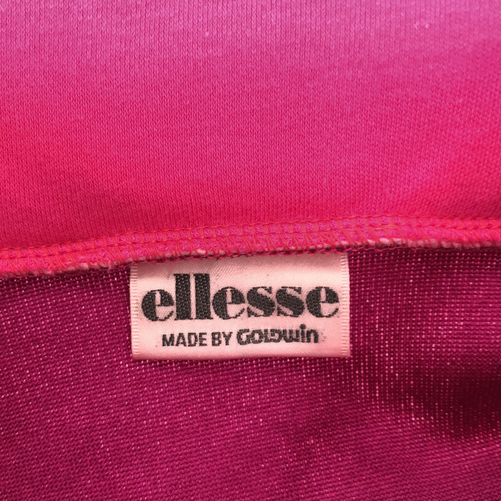 未使用 エレッセ 90s 日本製 ロゴ刺繍 長袖 ハーフジップ 起毛 トレーナー M パープル ellesse タグ付き GOLDWIN フリース オールド メンズ