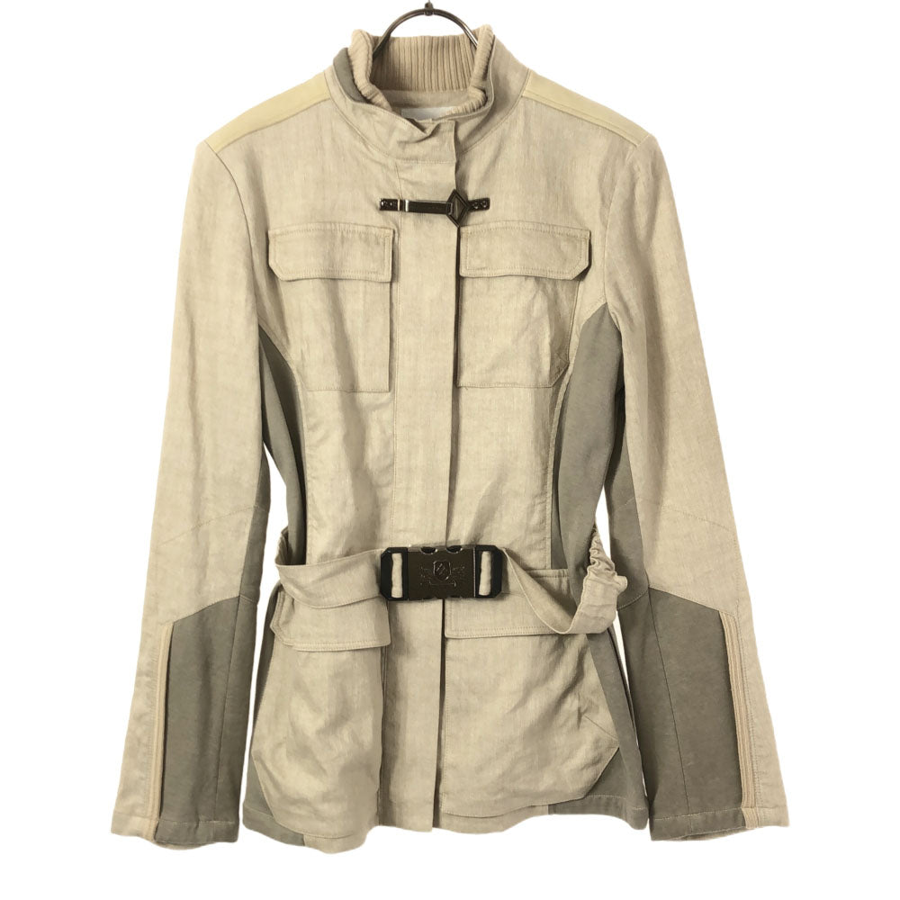 BALLANTYNE バランタイン リネンブレンド イタリア製 ジャケット 40 ベージュ ウエストベルト レディース