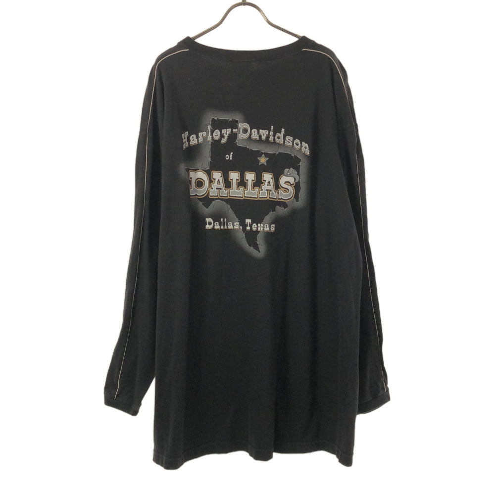 ハーレーダビッドソン プリント 長袖 Tシャツ XL ブラック HARLEY DAVIDSON ロンT メンズ