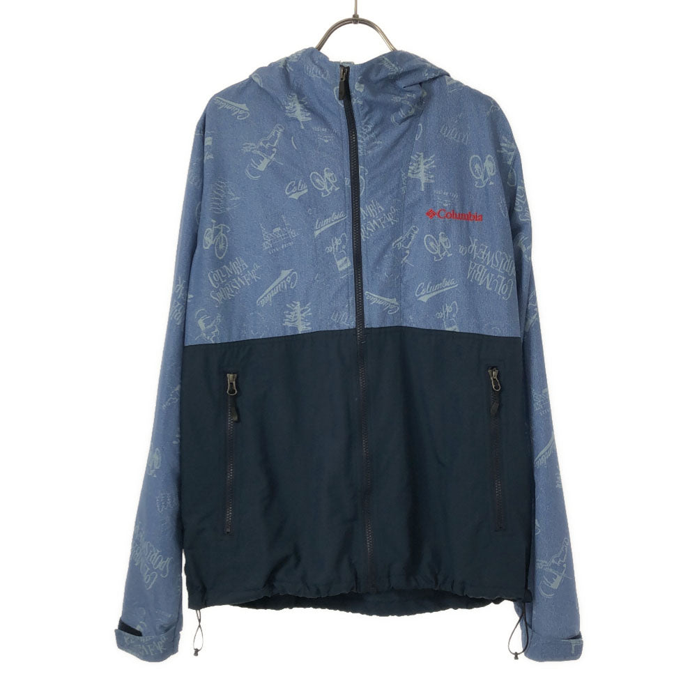Columbia コロンビア PM3795 総柄 ナイロン アウトドアジャケット M ブルー系 ジップパーカー メンズ