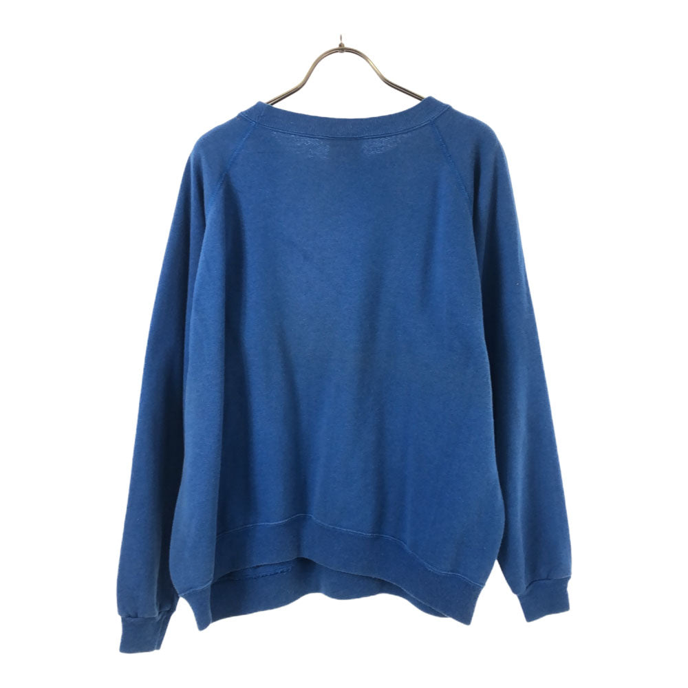 Hanes ヘインズ 80s USA製 プリント 長袖 スウェット トレーナー M ブルー 裏起毛 オールド ヴィンテージ メンズ