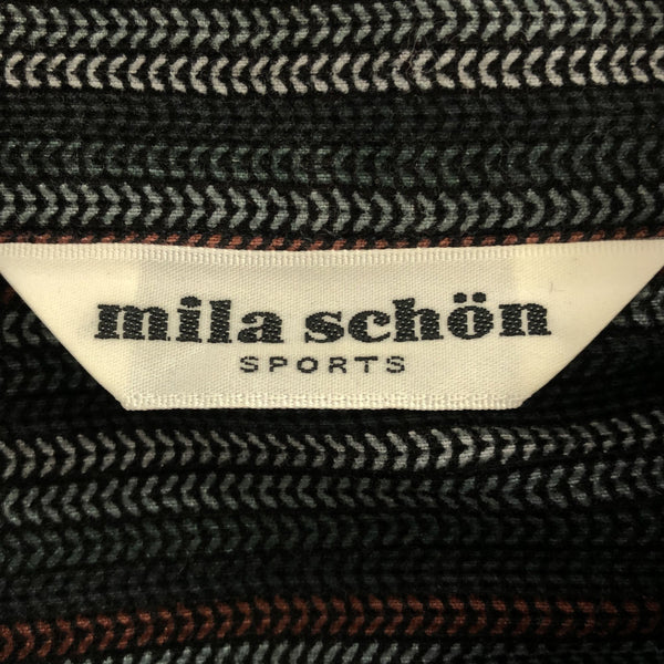 ミラショーン スポーツ 日本製 ストライプ ロゴ刺繍 長袖 ボタンダウンシャツ グリーン系 mila schon SPORTS 胸ポケット メンズ