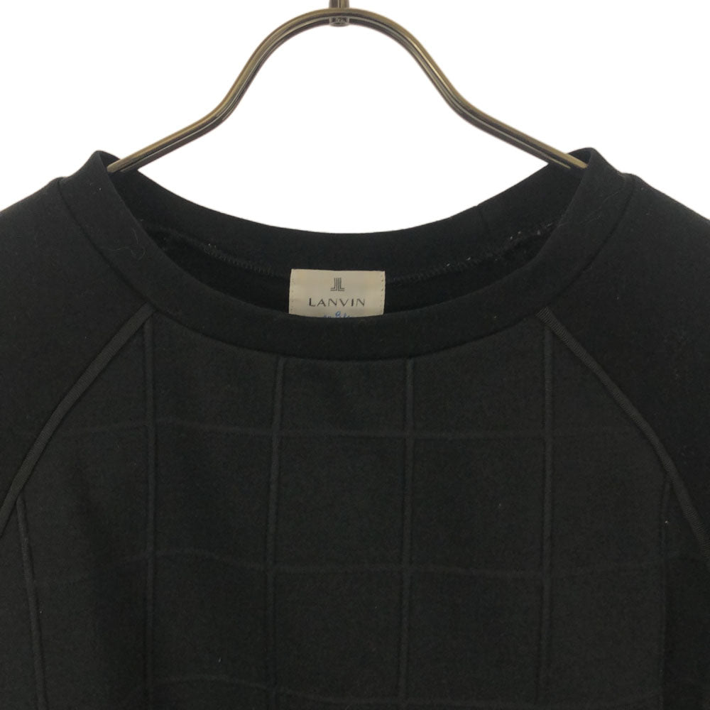 LANVIN en Bleu ランバンオンブルー 日本製 格子柄 長袖 ショート丈 トレーナー 38 ブラック カットソー レディース