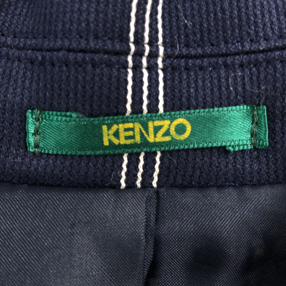 KENZO ケンゾー 90s 日本製 オールド ストライプ 刺繍 テーラードジャケット ネイビー ゴルフ レディース