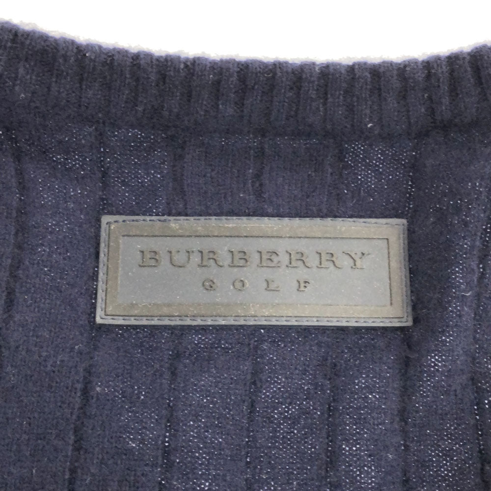 BURBERRY バーバリー 日本製 三陽商会 ウールブレンド ゴルフ 長袖 Vネック セーター 3 ネイビー ニット メンズ