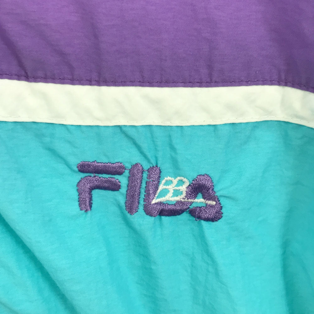 FILA フィラ 90s イタリア製 ロゴ刺繍 ナイロンジャケット 38 ブルゾン オールド メンズ