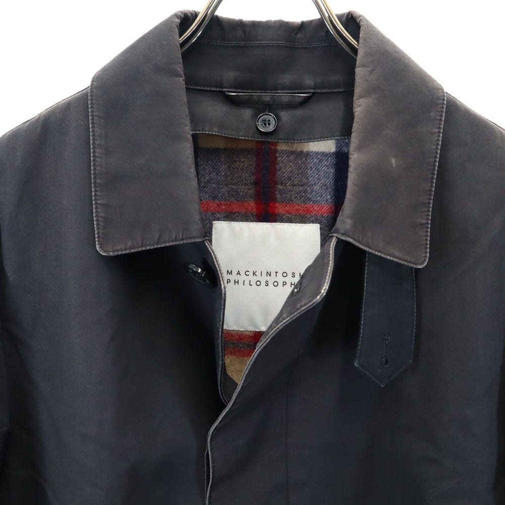 MACKINTOSH PHILOSOPHY マッキントッシュフィロソフィー 日本製 三陽商会 ウレタン樹脂加工 ステンカラーコート 40 ブラック 比翼ボタン メンズ