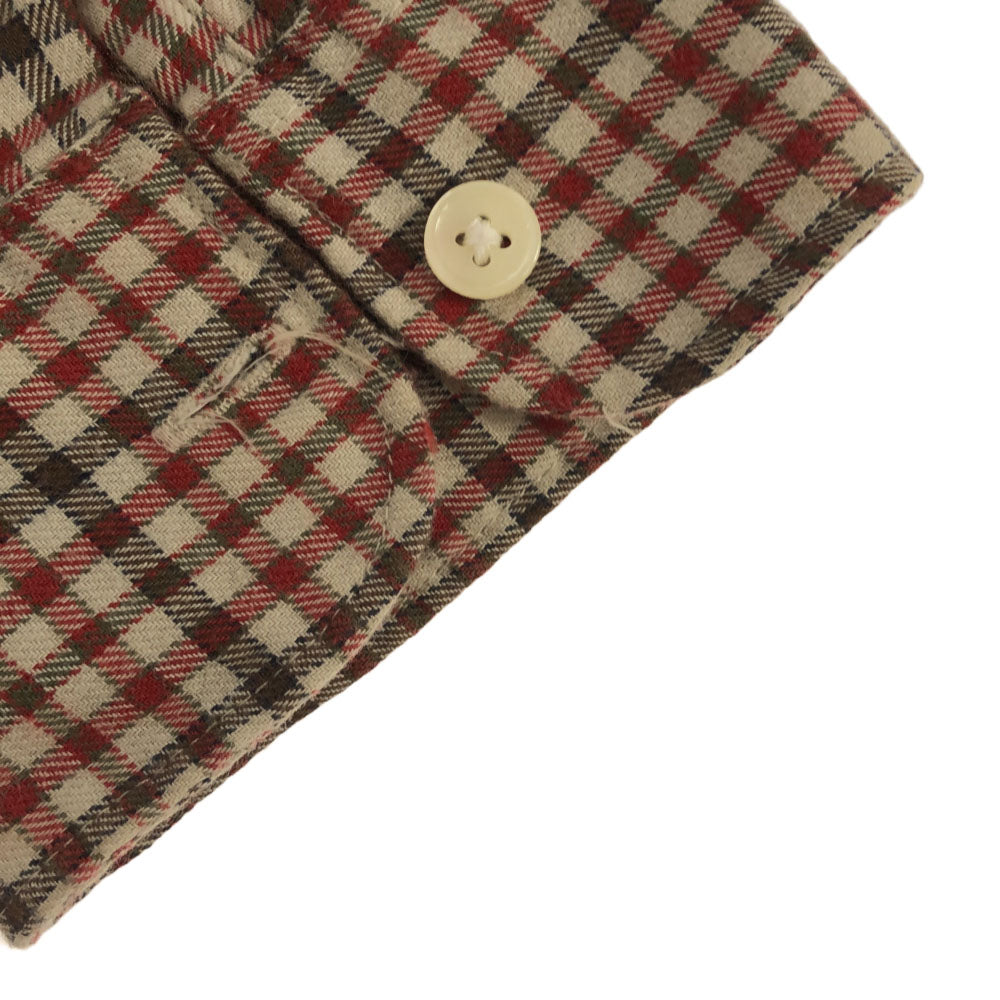 ジェイクルー 90s チェック柄 長袖 巨人タグ コットンシャツ S レッド×ブラウン系 J.CREW オールド メンズ