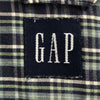 ギャップ 90s チェック柄 長袖 コットンシャツ S グリーン系×ネイビー GAP オールド メンズ