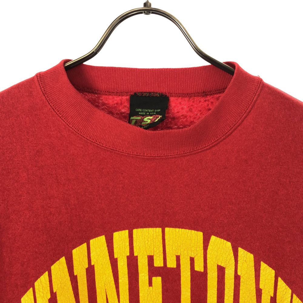 TSi 90s USA製 プリント 長袖 スウェット トレーナー L レッド 裏起毛 オールド メンズ