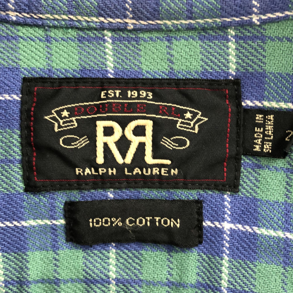 RRL 一ツ星 チェック柄 長袖 シャツ 2 グリーン×ブルー ダブルアールエル ラルフローレン RALPH LAUREN メンズ