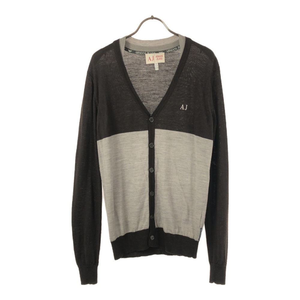 ARMANI JEANS アルマーニジーンズ ウール 長袖 ニットカーディガン XS ブラウン×グレー メンズ