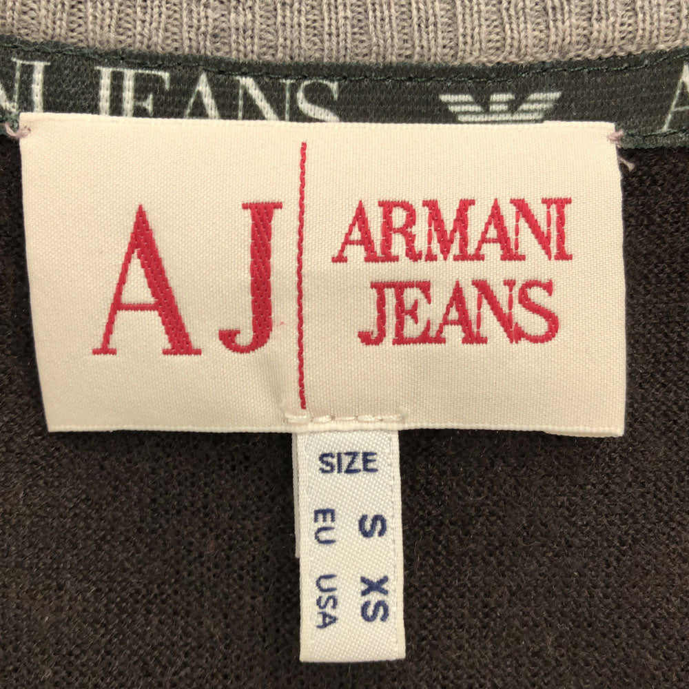 ARMANI JEANS アルマーニジーンズ ウール 長袖 ニットカーディガン XS ブラウン×グレー メンズ