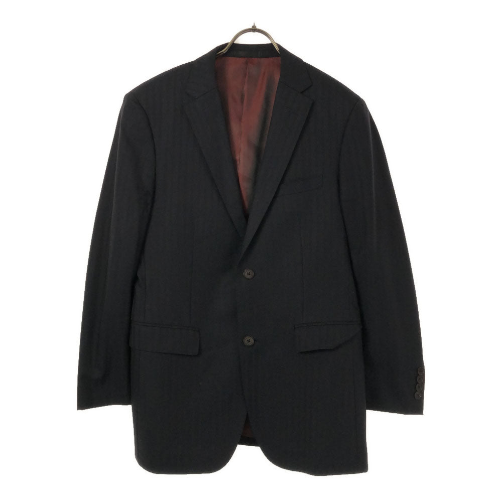 BURBERRY BLACK LABEL バーバリーブラックレーベル 三陽商会 日本製 ウール ストライプ テーラードジャケット 38L ブラック メンズ