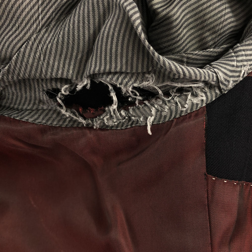 BURBERRY BLACK LABEL バーバリーブラックレーベル 三陽商会 日本製 ウール ストライプ テーラードジャケット 38L ブラック メンズ