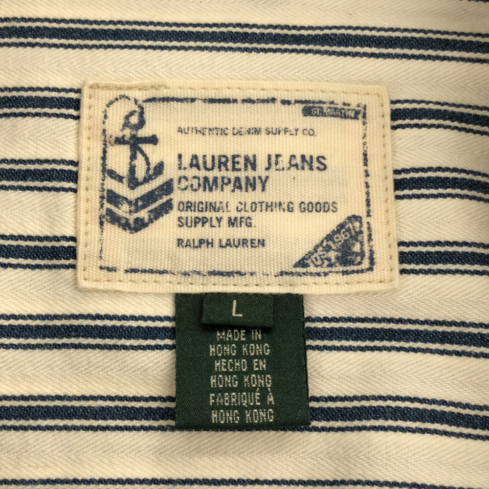 LAURENJEANSCO.RALPH LAUREN ローレンジーンズカンパニーラルフローレン ストライプ ヘリンボーン コットンジャケット L ホワイト レディース