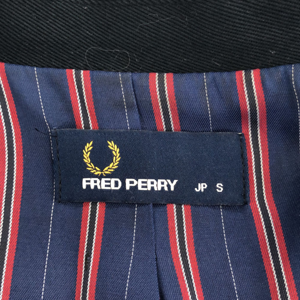 FRED PERRY フレッドペリー 日本製 テーラードジャケット S ブラック 裏ストライプ レディース