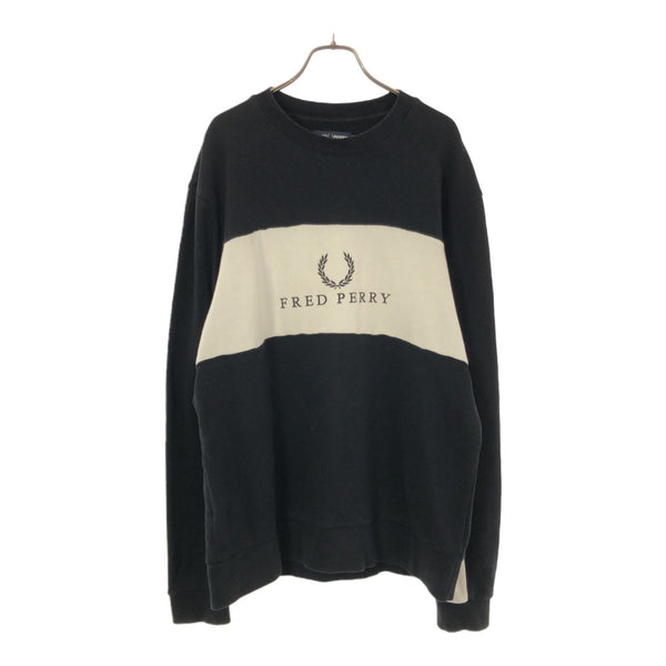 フレッドペリー 長袖 トレーナー M ブラック×ホワイト FRED PERRY スウェット メンズ