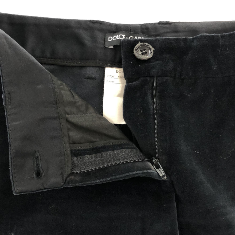 DOLCE&GABBANA ドルチェアンドガッバーナ イタリア製 ベロア ロングパンツ 40 ブラック レディース
