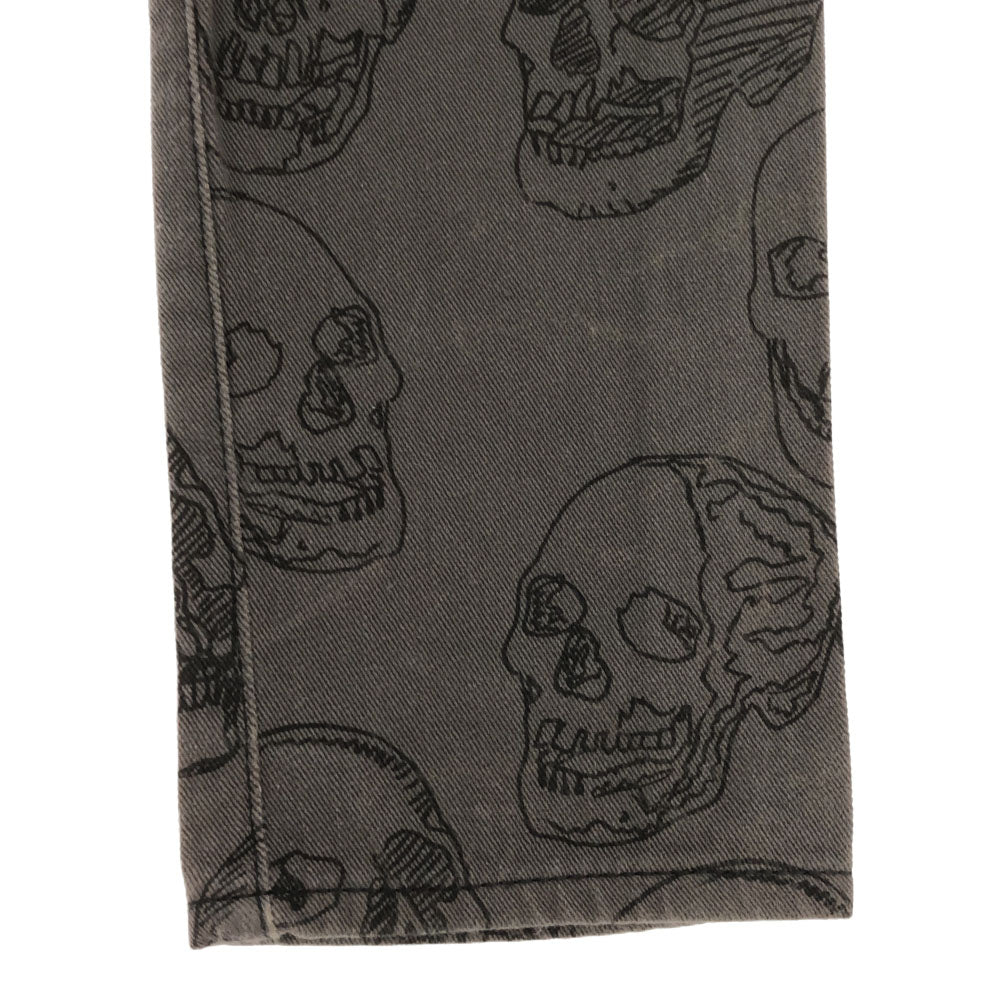 ANDY WARHOL BY HYSTERIC GLAMOUR アンディウォーホル バイ ヒステリックグラマー 日本製 スカル柄 スリムパンツ XXS グレー ボタンフライ レディース